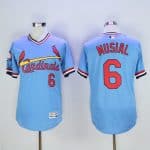 Cardinals #6 Stan Musial Light Blue Flexbase Authentic Collection Cooperstown Stitched Jersey