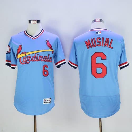 Cardinals #6 Stan Musial Light Blue Flexbase Authentic Collection Cooperstown Stitched Jersey