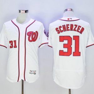 Nationals #31 Max Scherzer White Flexbase Authentic Collection Stitched Jersey