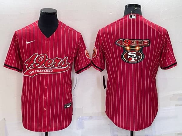 San Francisco 49ers Red Team Big Logo With Patch Cool Base Stitched Baseball Jersey