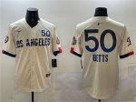 Los Angeles Dodgers #50 Mookie Betts Cream 2024 World Series Patch City Connect Limited Stitched Jersey