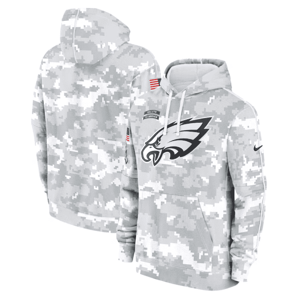 Philadelphia Eagles 2024 Arctic Camo Salute To Service Club Fleece Pullover Hoodie