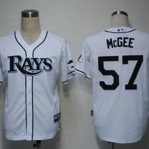 Rays #57 Jake Mcgee White Cool Base Stitched Jersey