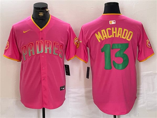 San Diego Padres #13 Manny Machado Pink Cool Base Stitched Jersey
