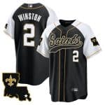 New Orleans Saints #2 Jameis Winston Black White 1987 Legacy Cool Base Stitched Jersey