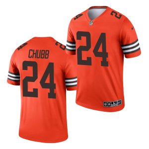 Cleveland Browns #24 Nick Chubb Orange 2021 Inverted Legend Jersey