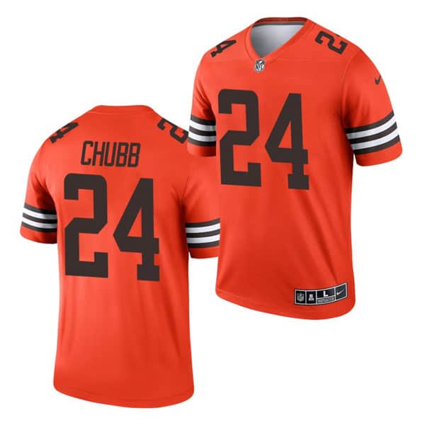 Cleveland Browns #24 Nick Chubb Orange 2021 Inverted Legend Jersey