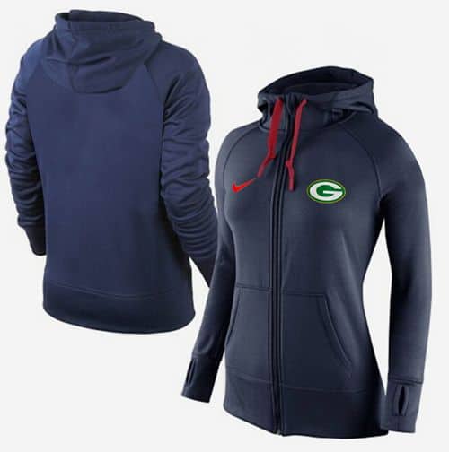 Nike Green Bay Packers Full-Zip Performance Hoodie Dark Blue
