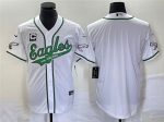 Philadelphia Eagles Blank White With C Patch Cool Base Stitched Jersey