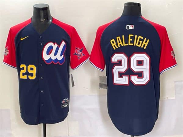 American League #29 Cal Raleigh Navy Red Alternate 2025 All-Star Edition Limited Stitched Jersey