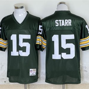 Green Bay Packers #15 Bart Starr Green Throwback Stitched Jersey