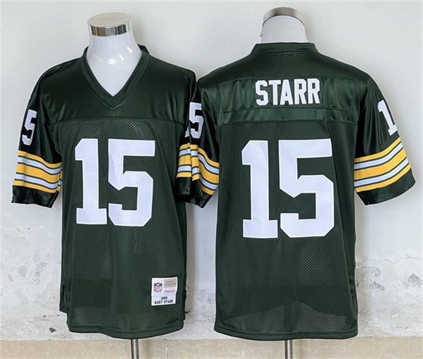 Green Bay Packers #15 Bart Starr Green Throwback Stitched Jersey