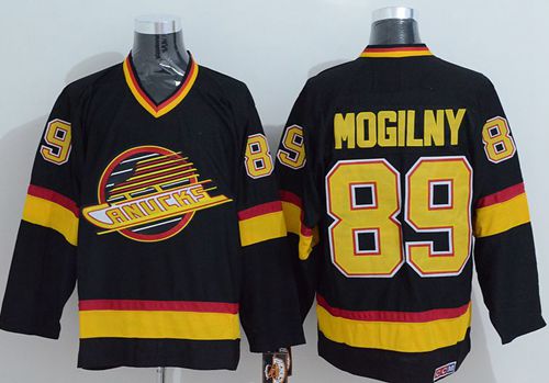 Canucks #89 Alexander Mogilny Stitched Black CCM Throwback Jersey