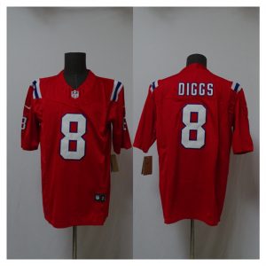 New England Patriots #8 Stefon Diggs Red 2025 Vapor Limited Stitched Jersey