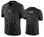 Green Bay Packers #10 Jordan Love Black Reflective Limited Stitched Jersey