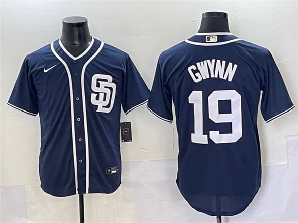 San Diego Padres #19 Tony Gwynn Navy Cool Base Stitched Jersey