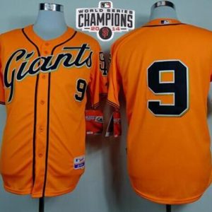Giants #9 Brandon Belt Orange Cool Base W 2014 World Series Champions Stitched Jersey