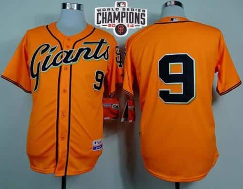 Giants #9 Brandon Belt Orange Cool Base W 2014 World Series Champions Stitched Jersey