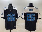 Detroit Lions #26 Jahmyr Gibbs Black White F.U.S.E. 2024 Michigan Patch Vapor Limited Stitched Jersey