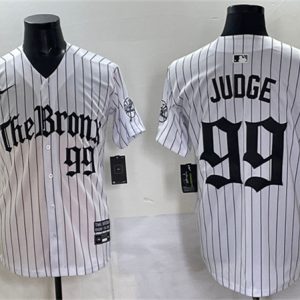 New York Yankees #99 Aaron Judge White Pinstripe 'Gothic Legacy Edition' Vapor Premier Limited Stitched Jersey