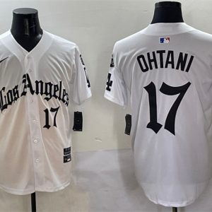 Los Angeles Dodgers #17 Shohei Ohtani White Mexico 2025 LA Gothic Style With Fernando Patch Vapor Premier Limited Stitched Jersey