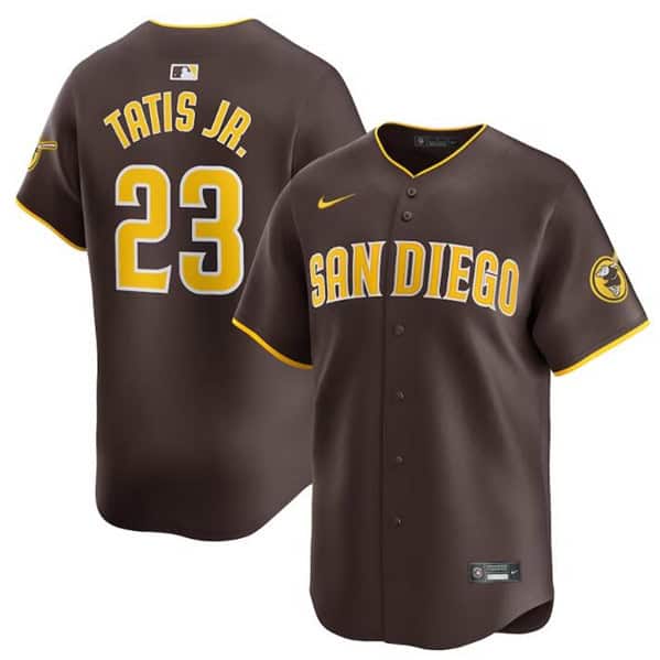 San Diego Padres #23 Fernando Tatis Jr. Brown 2024 Away Limited Stitched Jersey