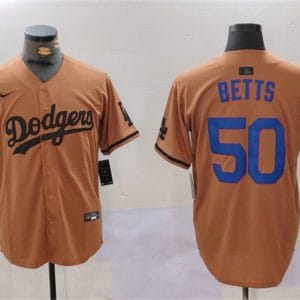 Los Angeles Dodgers #50 Mookie Betts Brown Cool Base Stitched Jersey