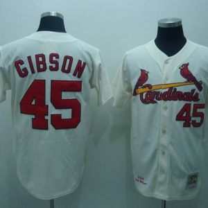 Mitchell And Ness 1967 Cardinals #45 Bob Gibson Stitched Cream Throwback Jersey