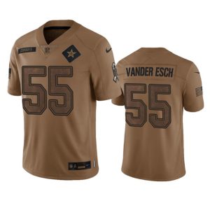 Dallas Cowboys #55 Leighton Vander Esch 2023 Brown Salute To Service Limited Stitched Jersey