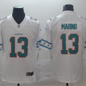 Miami Dolphins #13 Dan Marino White Team Logo Stitched Jersey