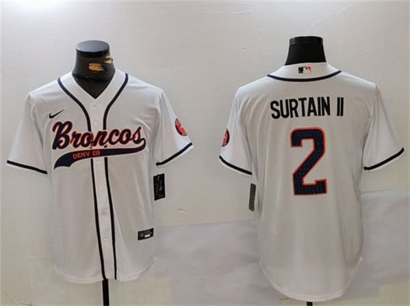 Denver Broncos #2 Pat Surtain II White Cool Base Stitched Jersey