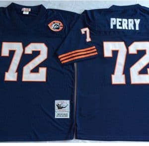 Mitchell Ness Bears #72 William Perry Blue Big No. Throwback Stitched Jersey
