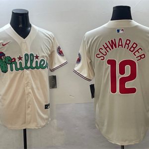 Philadelphia Phillies #12 Kyle Schwarber Cream Phanatic Limited Stitched Jersey
