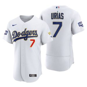 Los Angeles Dodgers #7 Julio Urias White Gold Championship Flex Base Sttiched Jersey