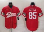 San Francisco 49ers #85 George Kittle Red With Patch Cool Base Stitched Jersey