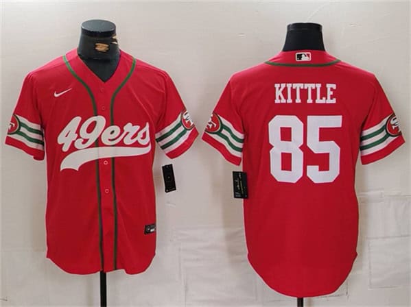 San Francisco 49ers #85 George Kittle Red With Patch Cool Base Stitched Jersey