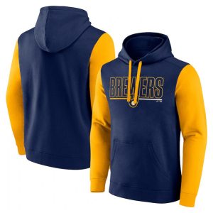 Milwaukee Brewers Navy Outline Fleece Pullover Hoodie