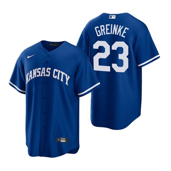 Kansas City Royals #23 Zack Greinke Royal Cool Base Stitched Jersey