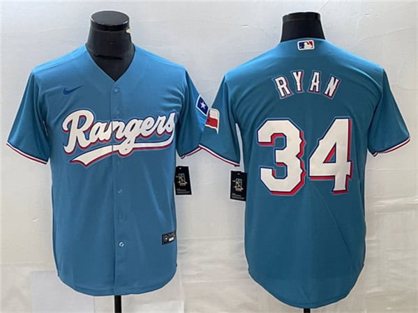 Texas Rangers #34 Nolan Ryan Blue Cool Base Stitched Jersey