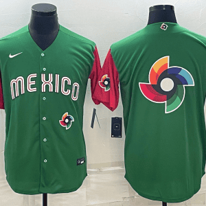 Mexico 2023 Green World Big Logo With Patch Classic Stitched Jersey