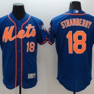 Mets #18 Darryl Strawberry Blue Flexbase Authentic Collection Stitched Jersey