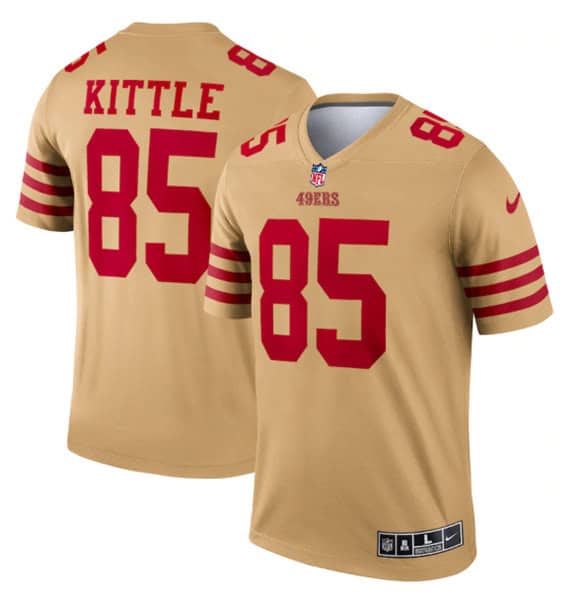 San Francisco 49ers #85 George Kittle 2022 New Gold Inverted Legend Stitched Football Jersey