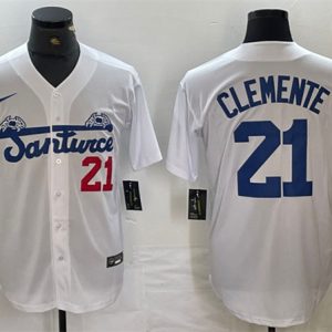 Santurce Crabbers #21 Roberto Clemente White Cool Base Stitched Jersey