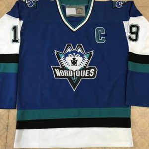 Quebec Nordiques Custom Blue Stitched Jersey