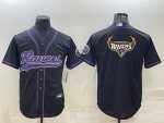 Baltimore Ravens Black Team Big Logo With Patch Cool Base Stitched Baseball Jersey