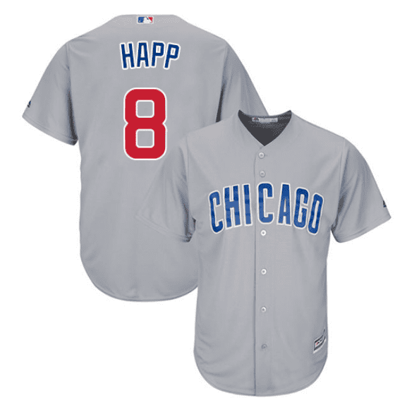 Chicago Cubs #8 Ian Happ Grey Cool Base Stitched Jersey