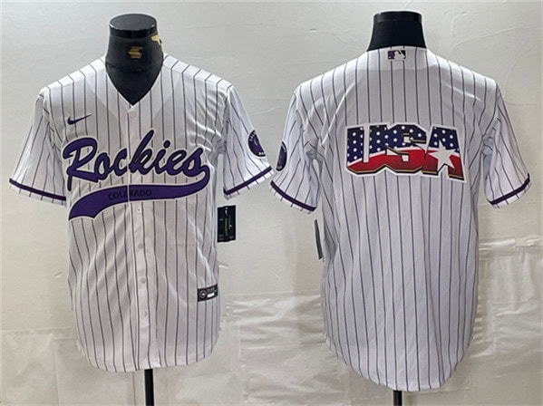 Colorado Rockies White Team Big Logo Cool Base Stitched Jersey