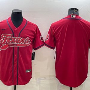 Houston Texans Blank Red With Patch Cool Base Stitched Baseball Jersey