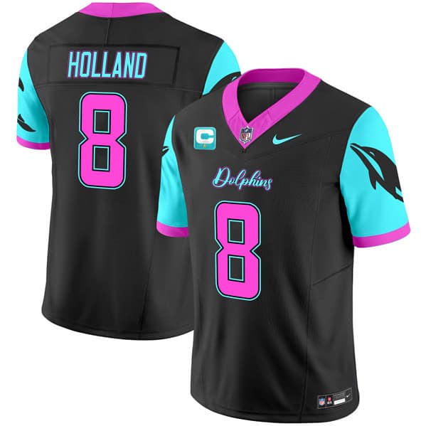 Miami Dolphins #8 Jevon Holland Black F.U.S.E. With 1-Star C Patch "Miami Vice" Vapor Limited Stitched Jersey