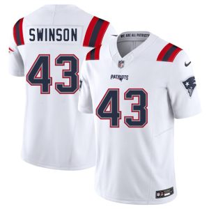 New England Patriots #43 Bradyn Swinson White 2025 F.U.S.E. Vapor Limited Stitched Jersey